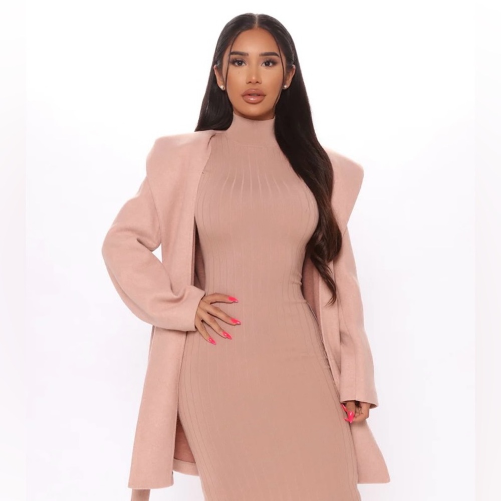Fashion Nova Mauve Hooded Coat Size Small - Picture 2 of 9